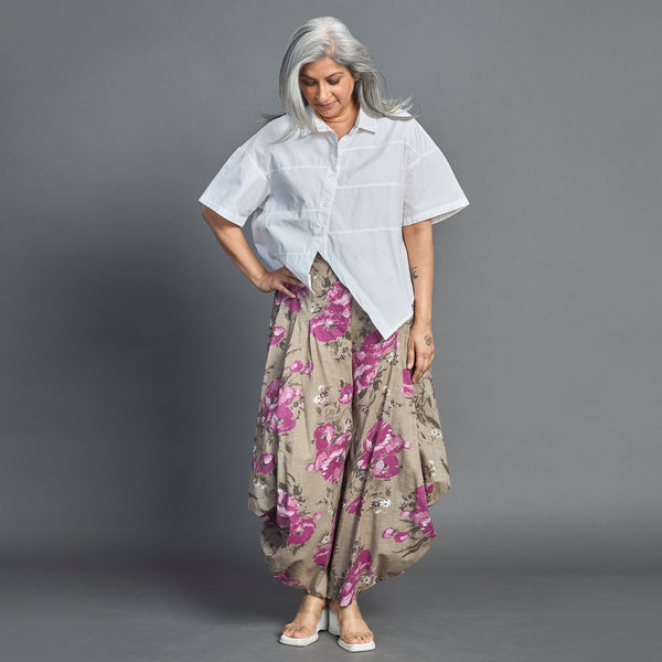 GORO Pants - Purple floral Linen