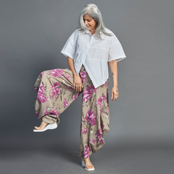 GORO Pants - Purple floral Linen