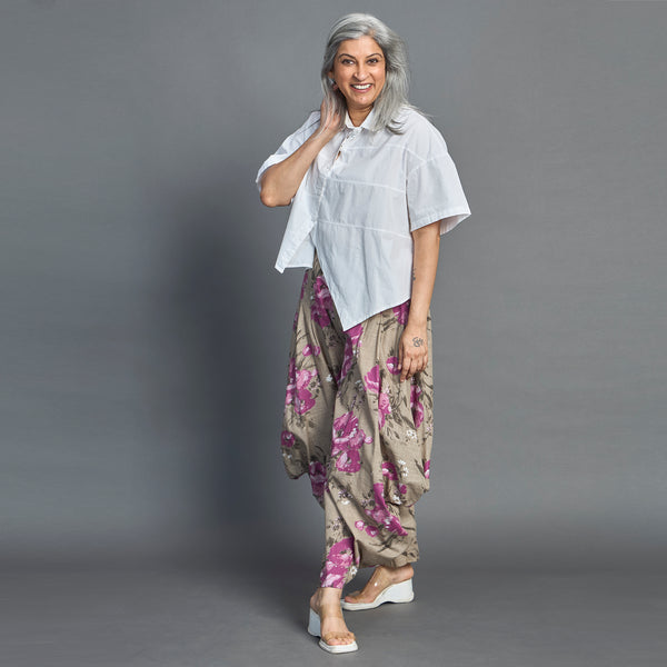 GORO Pants - Purple floral Linen