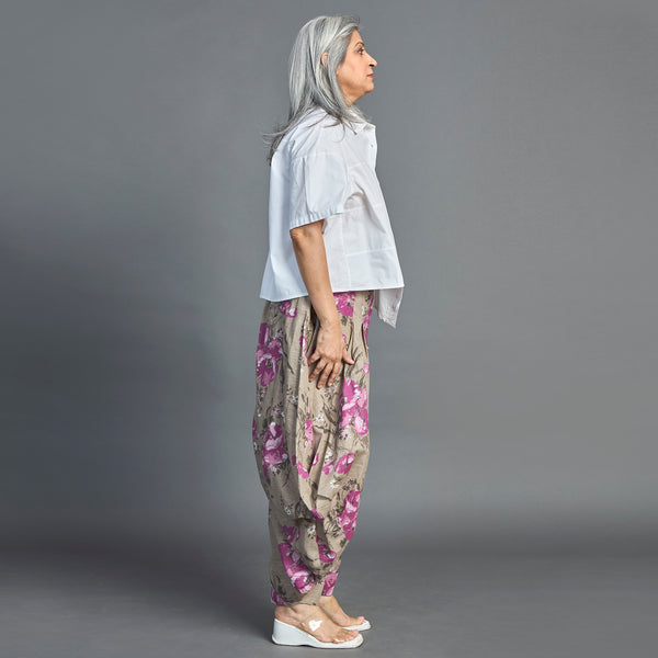 GORO Pants - Purple floral Linen