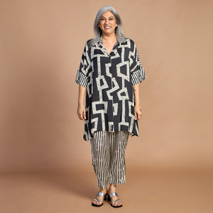 ISHA Tunic Set - Black Ivory Print