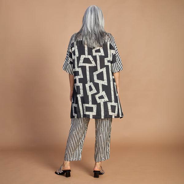 ISHA Tunic Set - Black Ivory Print