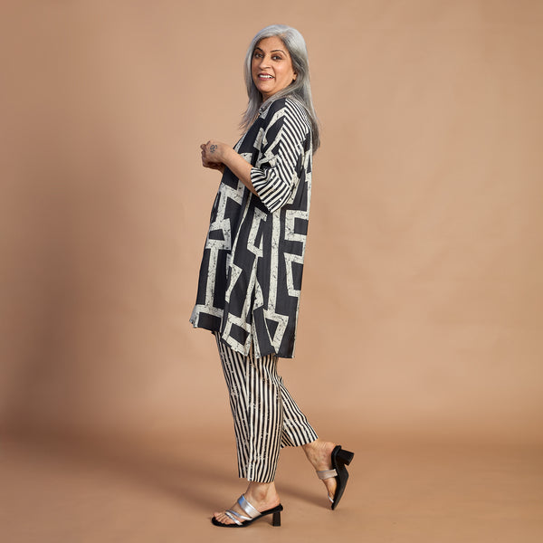 ISHA Tunic Set - Black Ivory Print