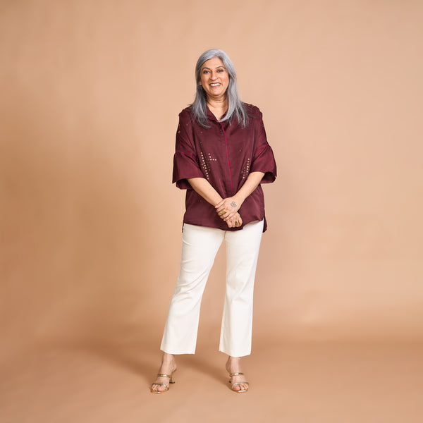 GIN Oversize Shirt - Burgundy