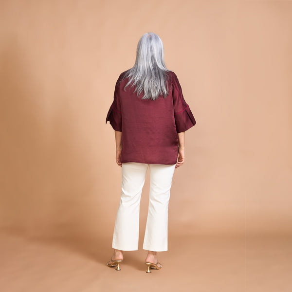 GIN Oversize Shirt - Burgundy