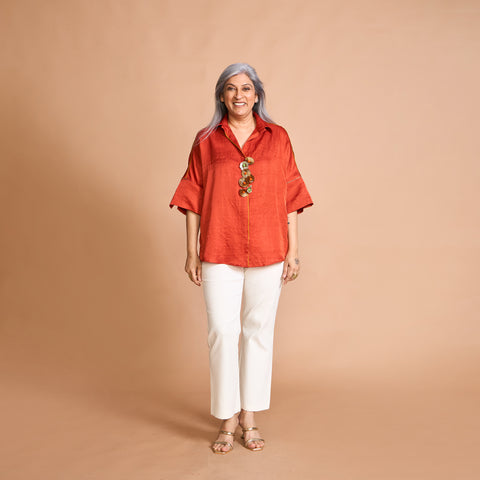 GIN Oversize Shirt - Burnt Orange