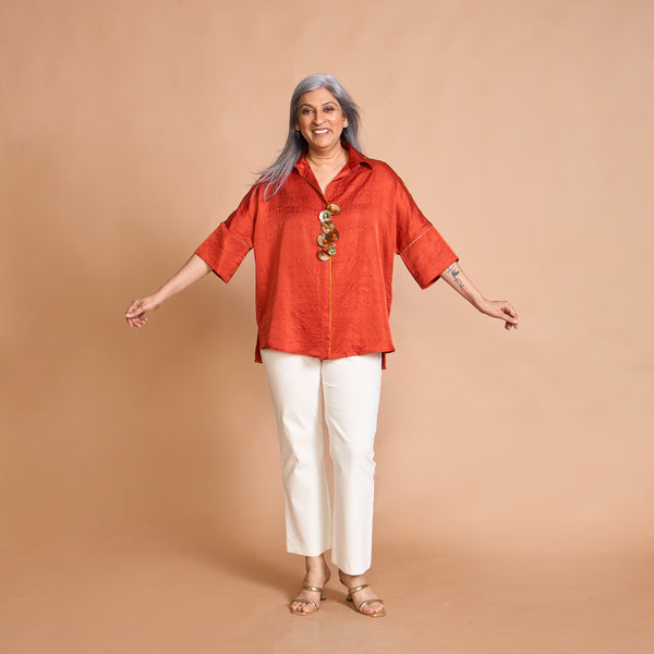 GIN Oversize Shirt - Burnt Orange