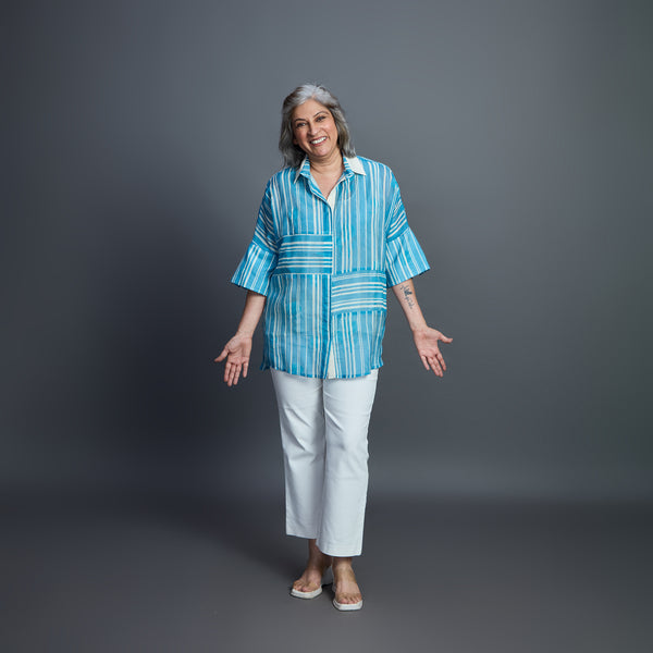 GIN Oversize shirt - Blue Ivory