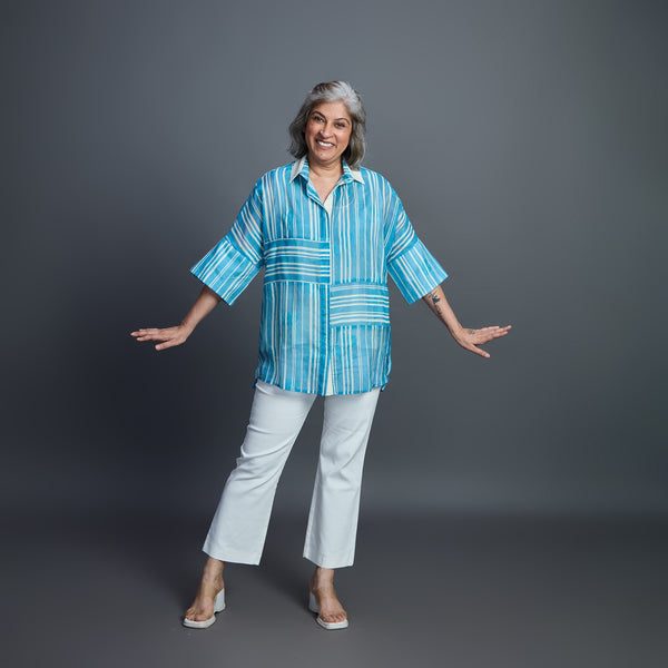 GIN Oversize shirt - Blue Ivory