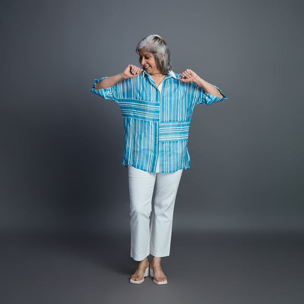 GIN Oversize shirt - Blue Ivory