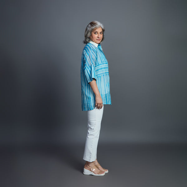 GIN Oversize shirt - Blue Ivory