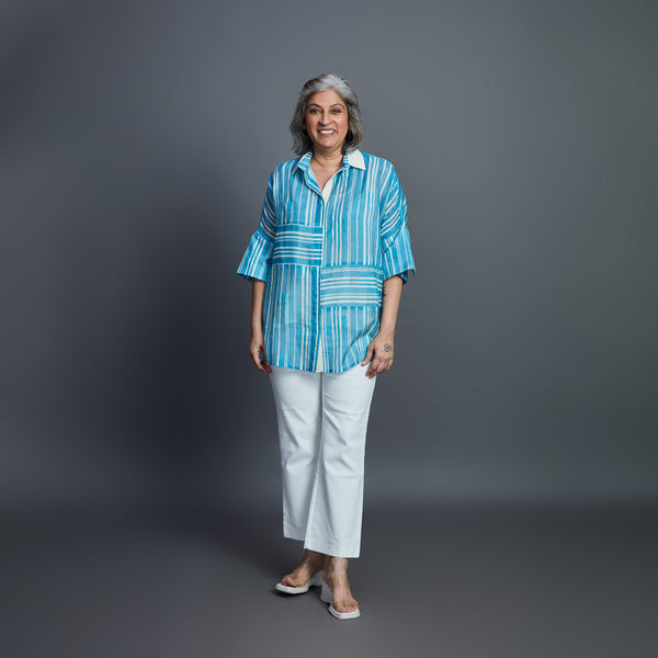 GIN Oversize shirt - Blue Ivory