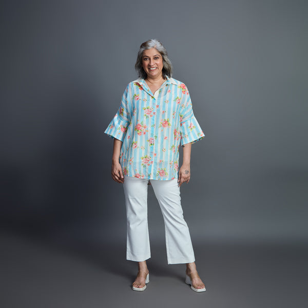 GIN Oversize shirt - Sky Blue Ivory