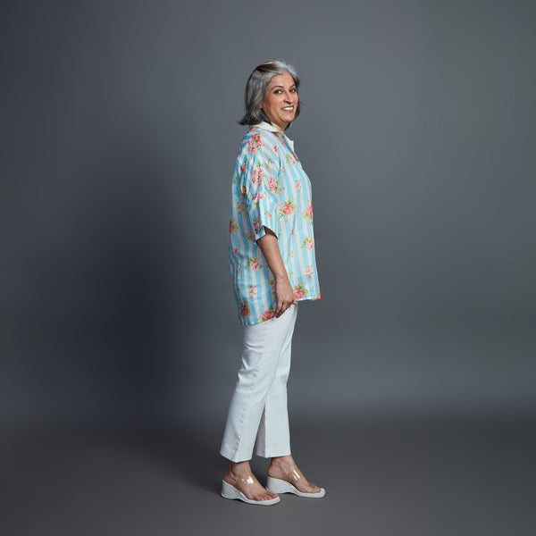 GIN Oversize shirt - Sky Blue Ivory