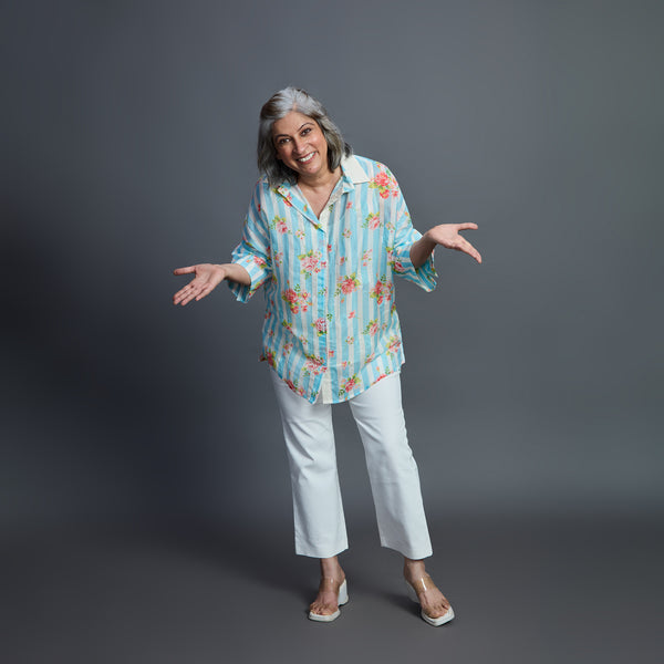 GIN Oversize shirt - Sky Blue Ivory