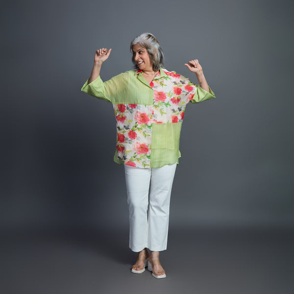 GIN Oversize shirt - Green Ivory