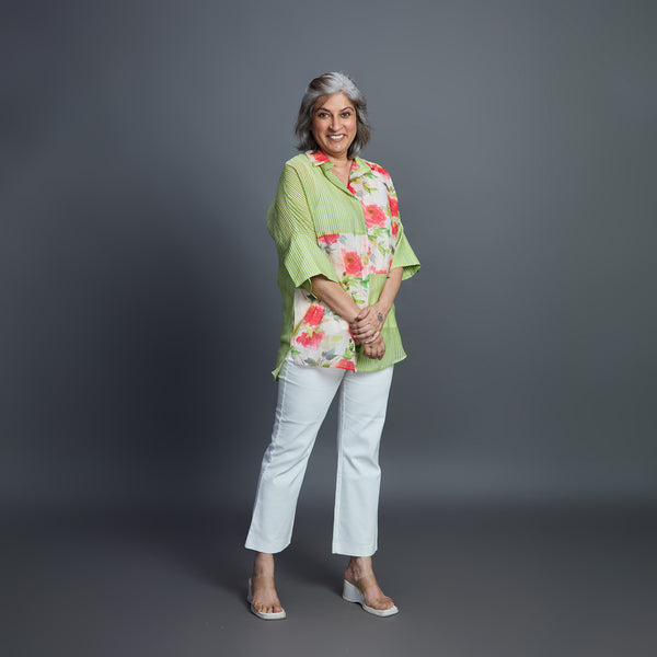 GIN Oversize shirt - Green Ivory