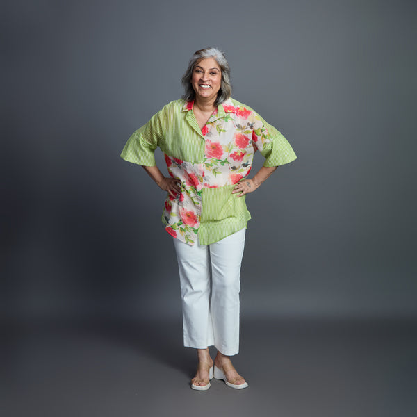 GIN Oversize shirt - Green Ivory