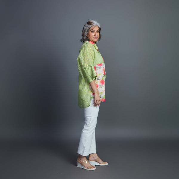 GIN Oversize shirt - Green Ivory