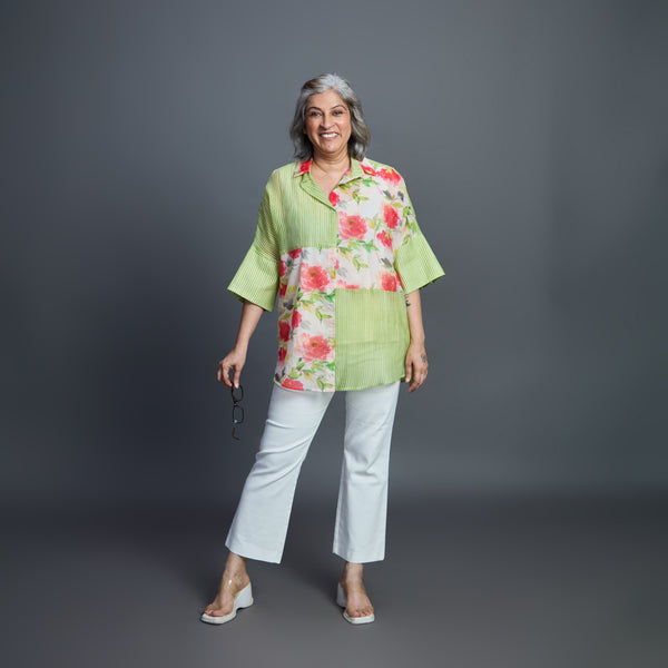 GIN Oversize shirt - Green Ivory