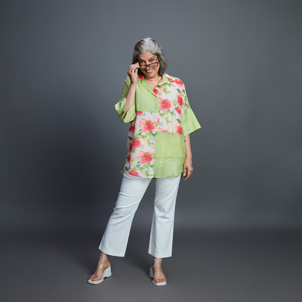 GIN Oversize shirt - Green Ivory