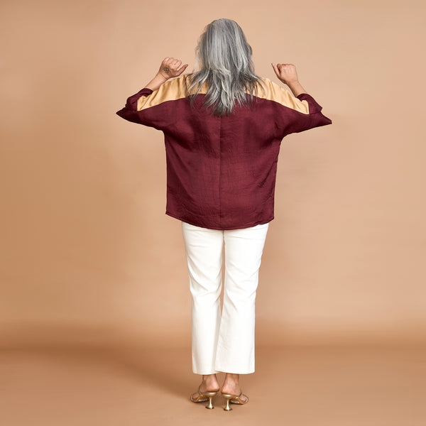 GIN Oversize Shirt - Red & Burgundy