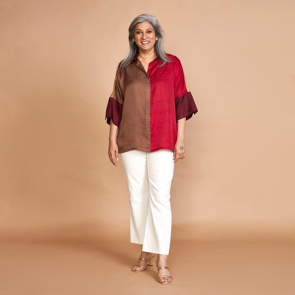 GIN Oversize Shirt - Red & Burgundy