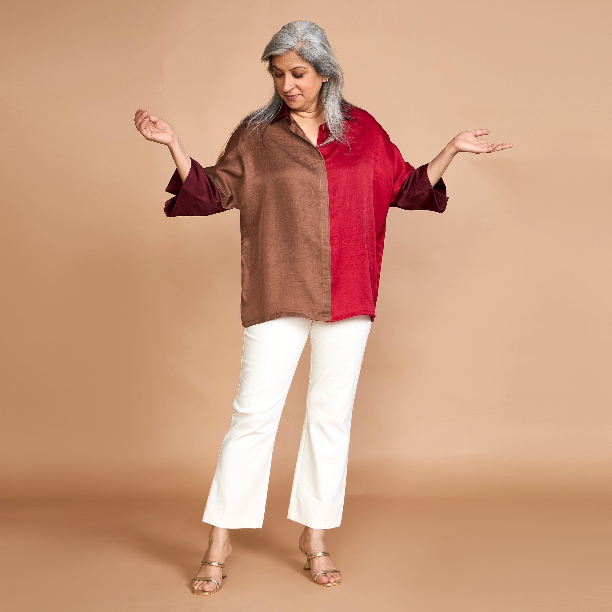 GIN Oversize Shirt - Red & Burgundy