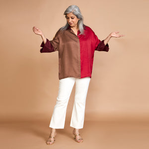 GIN Oversize Shirt - Red & Burgundy