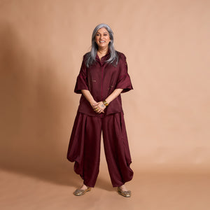 GIN shirt + Goro Dhoti pants Set - Burgundy