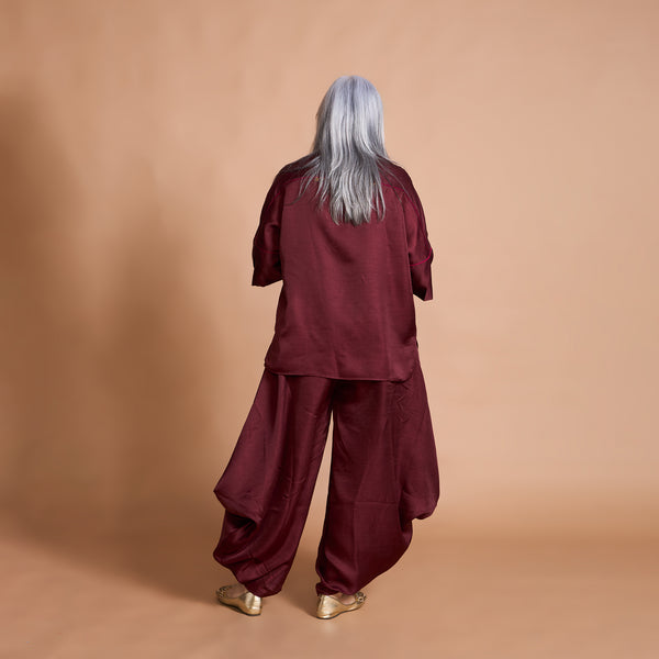 GIN shirt + Goro Dhoti pants Set - Burgundy