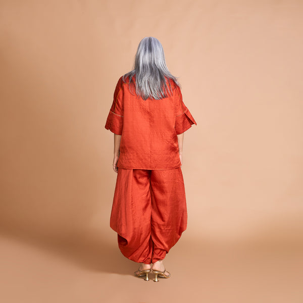 GIN shirt + Goro Dhoti pants Set - Burnt Orange
