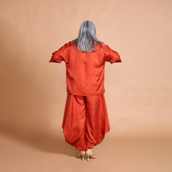 GIN shirt + Goro Dhoti pants Set - Burnt Orange