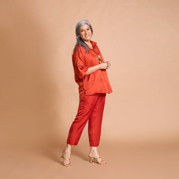 GIN Shirt Co-Ord Set - Burnt Orange
