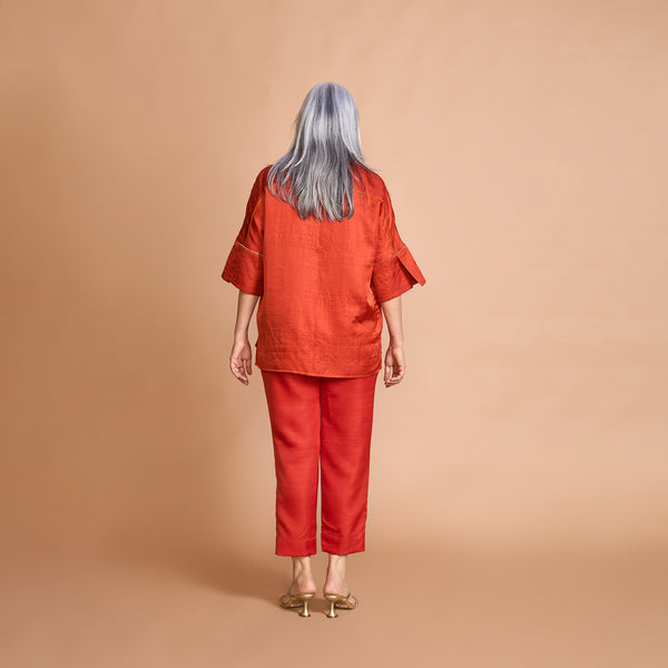 GIN Shirt Co-Ord Set - Burnt Orange