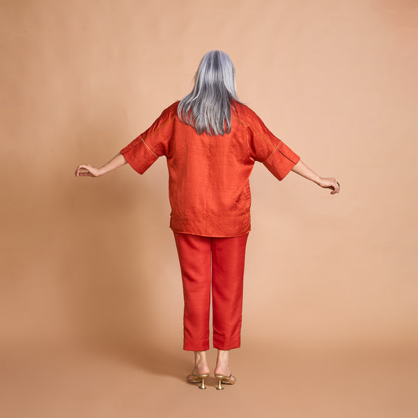 GIN Shirt Co-Ord Set - Burnt Orange