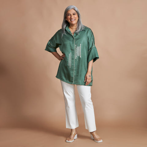GIN Oversize Shirt - Forest Green (PROMO)