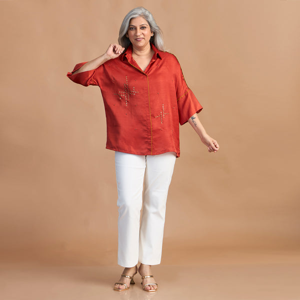 GIN Oversize Shirt - Burnt Orange