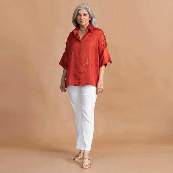 GIN Oversize Shirt - Burnt Orange