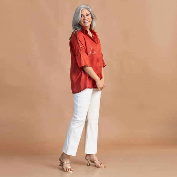 GIN Oversize Shirt - Burnt Orange