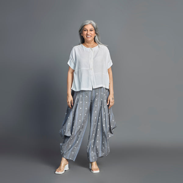 GORO Pants - Grey Ivory cotton weave (LAST PIECES)