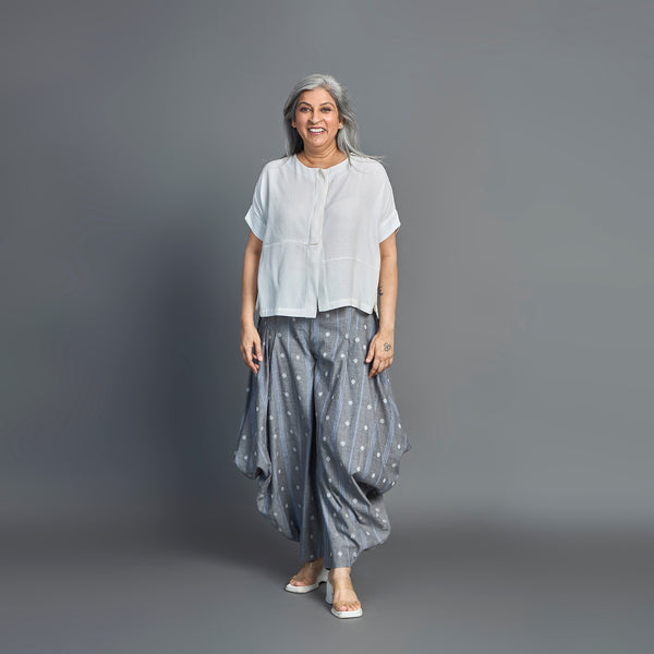 GORO Pants - Grey Ivory cotton weave (LAST PIECES)