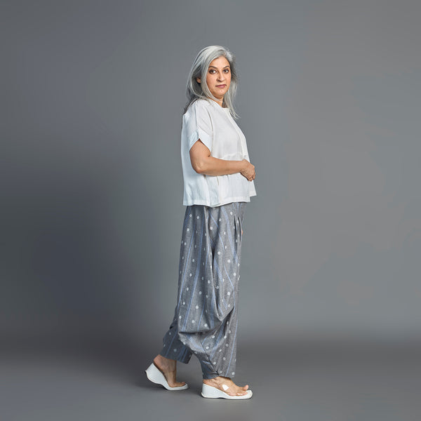 GORO Pants - Grey Ivory cotton weave (LAST PIECES)