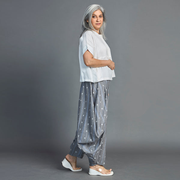 GORO Pants - Grey Ivory cotton weave