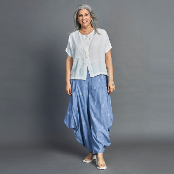 GORO Pants - Blue Ivory cotton weave