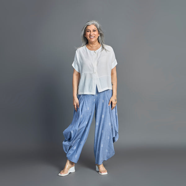 GORO Pants - Blue Ivory cotton weave