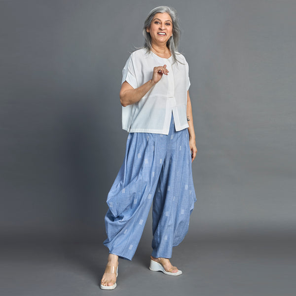 GORO Pants - Blue Ivory cotton weave