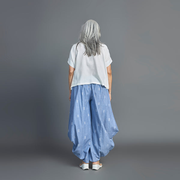GORO Pants - Blue Ivory cotton weave