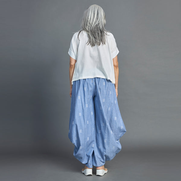 GORO Pants - Blue Ivory cotton weave