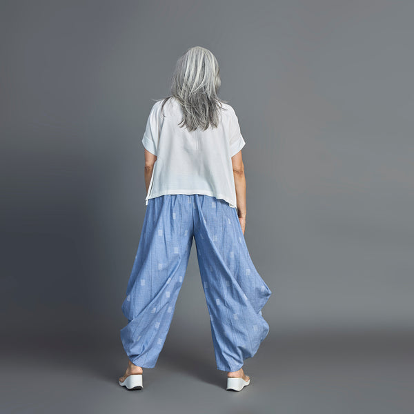 GORO Pants - Blue Ivory cotton weave